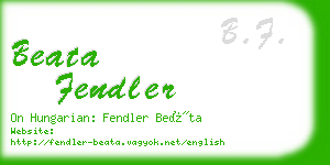 beata fendler business card